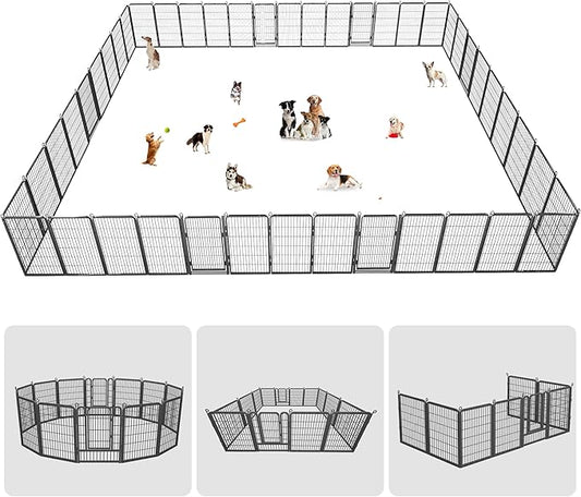 Dog Playpen Outdoor, 40" Height 42 Panels Pet Fence with Low Threshold Full Gate, Large Dog Fence Outdoor for Yard, Heavy Duty Pet Playpen Metal Play Pen Fence for RV Camping