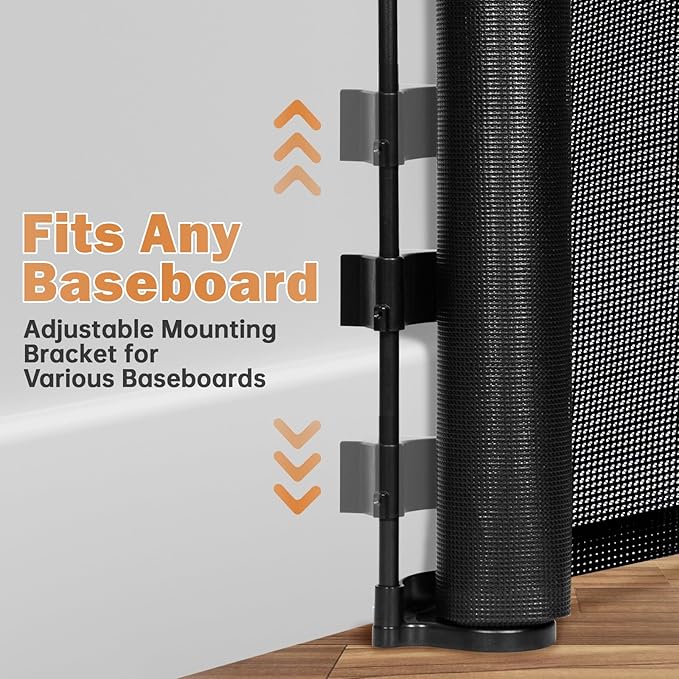 275" Retractable Baby Gates Dog Gate Extra Wide, 52" Tall Child Pet Safety Gate with Reinforced Strips for Stairs, Long Mesh Garage Gates Fence for Outdoor Indoor Large Openings Driveway Decks Patio