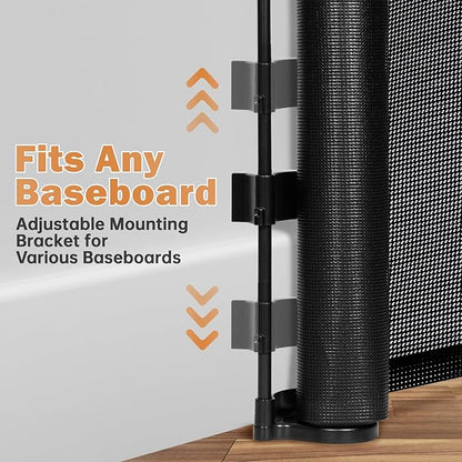 275" Retractable Baby Gates Dog Gate Extra Wide, 52" Tall Child Pet Safety Gate with Reinforced Strips for Stairs, Long Mesh Garage Gates Fence for Outdoor Indoor Large Openings Driveway Decks Patio