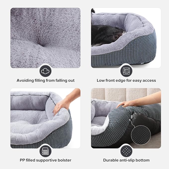 INVENHO Small Dog Bed Orthopedic Warming Soft Calming Sleeping Durable with Anti-Slip Bottom