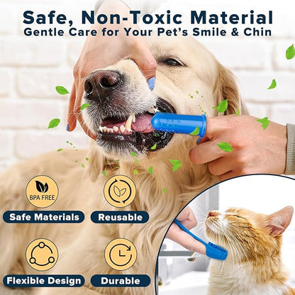 6PCS Pet Grooming Kit for Dogs & Cats - Dog Bath Gloves with Silicone Massage Brush, Gentle Washing Supplies for Shedding, Bathing, and Teeth Cleaning | Hypoallergenic & Waterproof Design