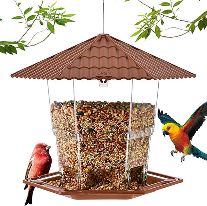 Bird Feeders for Outdoors Hanging Bird Feeder Wild Birds Seed, Brown 2 Pack B