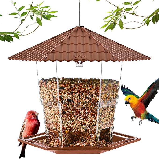 Bird Feeders for Outdoors Hanging Bird Feeder Wild Birds Seed, Brown B