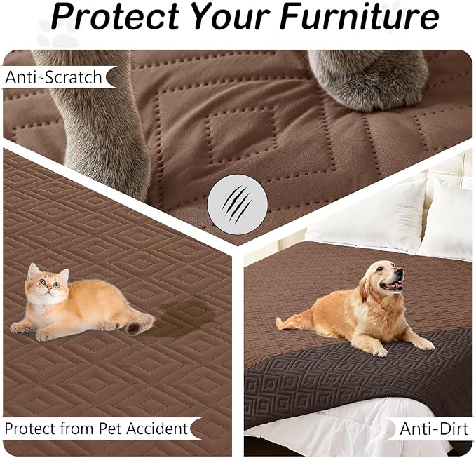 hyha Waterproof Dog Blanket, Soft Pet Bed Blankets, Waterproof Sofa Couch Cover for Dogs Washable, Reversible Pet Couch Covers for Sofa Furniture (30x53 Inch, Brown/Chocolate)