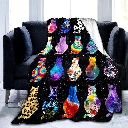 Cat Blanket Soft Cozy Flannel Throw Blanket Warm Lightweight Blankets Gifts for Cat Lovers Kids Girls Women Adults 60"x50"