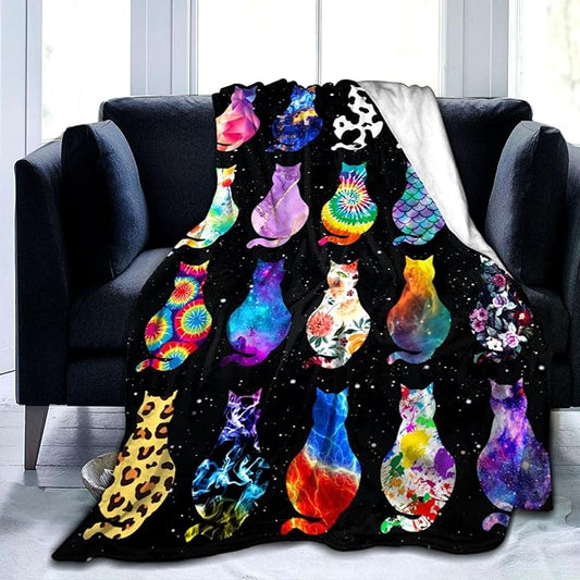 Cat Blanket Soft Cozy Flannel Throw Blanket Warm Lightweight Blankets Gifts for Cat Lovers Kids Girls Women Adults 50"x40"