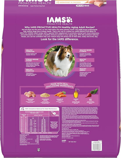 IAMS Proactive Health Healthy Aging Adult Dry Dog Food for Mature and Senior Dogs with Real Chicken, 29.1 lb. Bag