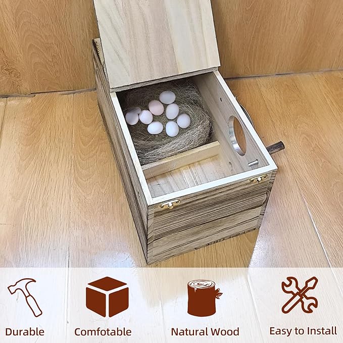 Tfwadmx Cockatiel Nesting Box Bird Nest Box Wood Bird House for Cage Parrot Breeding Boxes for Conures and Other Medium Sized Birds 13.4" x 7.5" x 6.7"