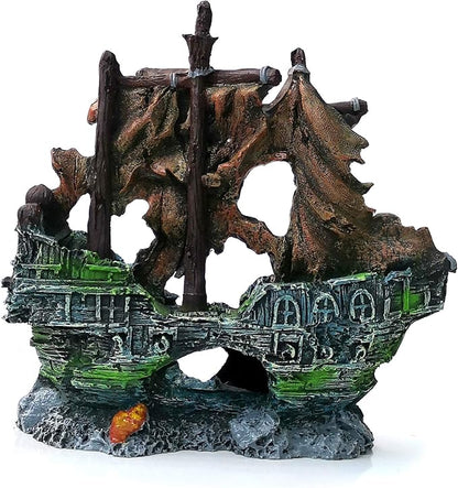 M2cbridge Antique Roman Column Ruins European Castle Aquarium Decorations Fish Tank Hideout Rocks (Pirate Shipwreck)