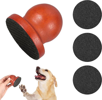 Dog Nail File Board with 3PCS Replaceable Sandpaper, Wooden Dog Nail Scratch Board Pad, Puppy Stress-Free Training Claw Care Emery Pad Treat Box Trimmers Accessories(Brown)