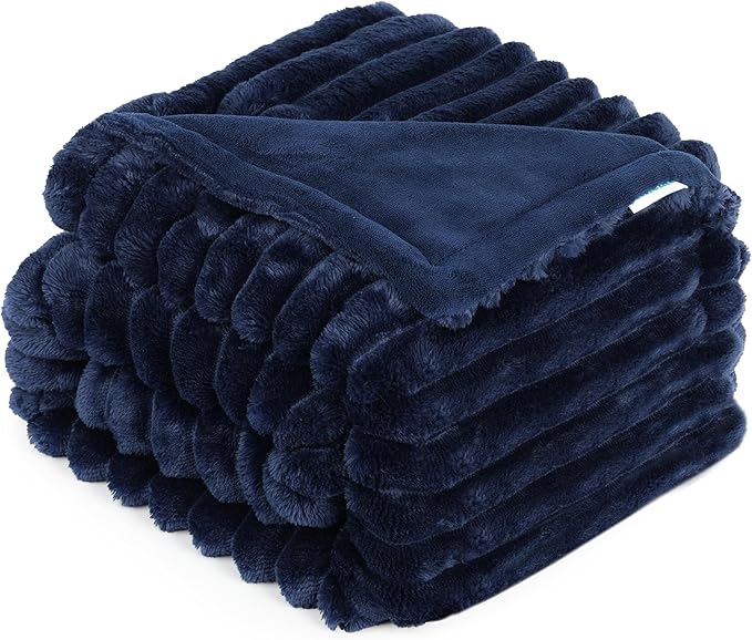 Waterproof Dog Blanket, Soft Fleece Blanket for Couch Protector, Reversible Pet Blankets Furniture Protector Cover for Small Medium Large Dogs Cats (Navy, 50"x60")