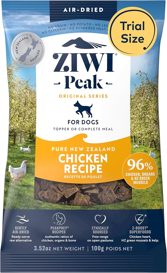 ZIWI Peak Air-Dried Dog Food  Chicken - All Natural, High Protein, Grain Free, Limited Ingredient w/Superfoods (3.5oz)