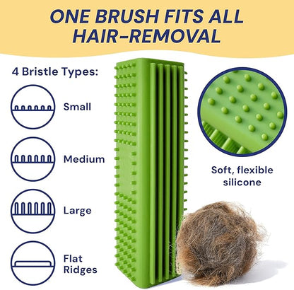 Magic Pet Hair Block Brush (Field Green) | Ultimate Dog & Cat Hair Remover for Sofa, Furniture, Carpet, Bedding, and Clothing | Reusable, Durable, and Easy to Use