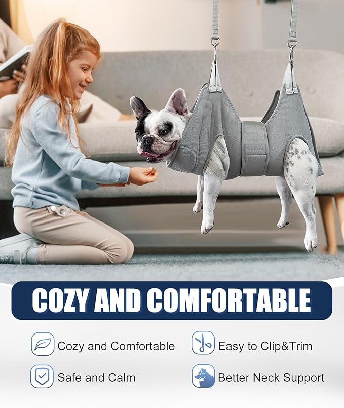 Dog Grooming Hammock,XX-Large Dog Sling for Nail Trimming, Dog Nail Clipper Harness,Dog Restraint Holder for Pet Grooming Suspension Hanger
