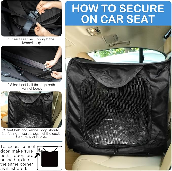 37 Inch Collapsible Dog Crate with Mat Liner Pop up Dog Kennel Waterproof Portable Car Seat Kennel Travel Crate for Pet Indoor Outdoor Cat Bed Collection(Black)