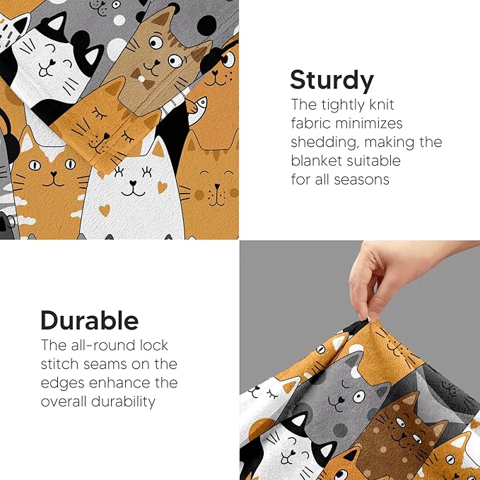 Cat Blanket, Cats Gifts for Girls Women, Cat Gift for Cats Lovers, Birthday Gifts Decor Throw Blanket 50"x60"