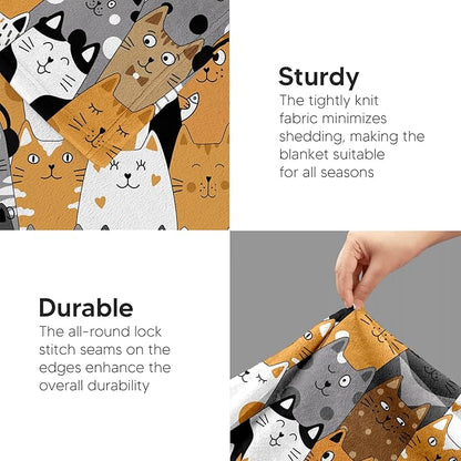 Cat Blanket, Cats Gifts for Girls Women, Cat Gift for Cats Lovers, Birthday Gifts Decor Throw Blanket 50"x60"