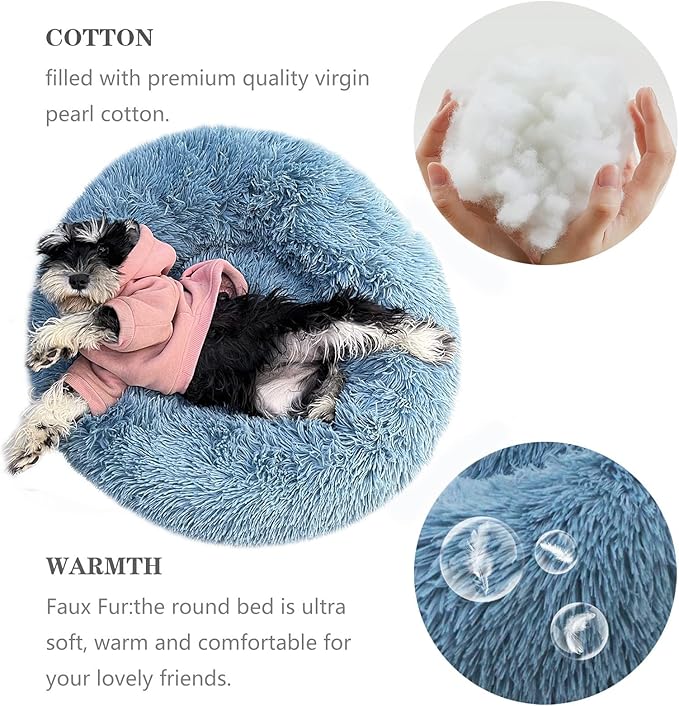 Puppy Beds for Small Dogs Washble 19 Inches Extra Small Anti-Anxiety for Calming Dog Doggie Bed Luxury Machine Washble Anti-Slip Waterproof Mute Bese Round Dog Bed.