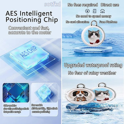 Dog Tracker-Airtag Cat Collar-Cat Tracker Collar-Pet Tracker(Only iOS) | MFi Certificated | No Monthly Fee | No Charging Required | Waterproof | Works with Any Collar