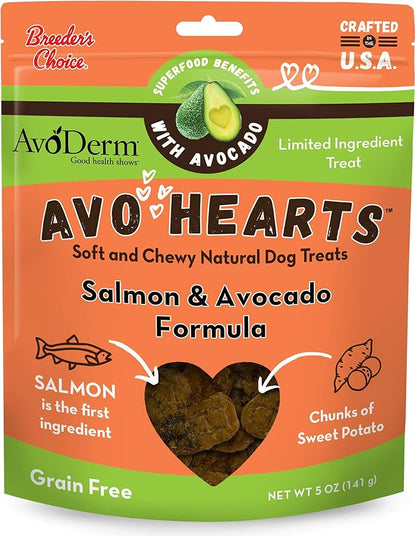 AvoDerm AvoHearts Salmon and Avocado Formula Dog Treats, 5oz bag