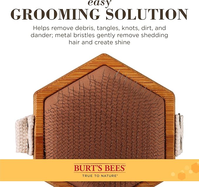 Burt's Bees for Pets Dog Brush, Hair Brush for Dogs, 24 Count, Reduces Shedding, Easy to Hold, Ideal for Daily Grooming, Ergonomic Design, Bamboo & Recycled Materials, Best for All Hair Types