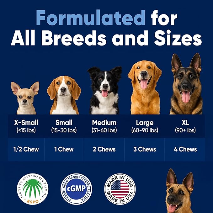 Woofy Advanced Strength Hip & Joint Health Supplement for Dogs - with Glucosamine, Chondroitin, MSM and Omega 3, 90 Flavored Chews for Small and Medium Dog Breeds