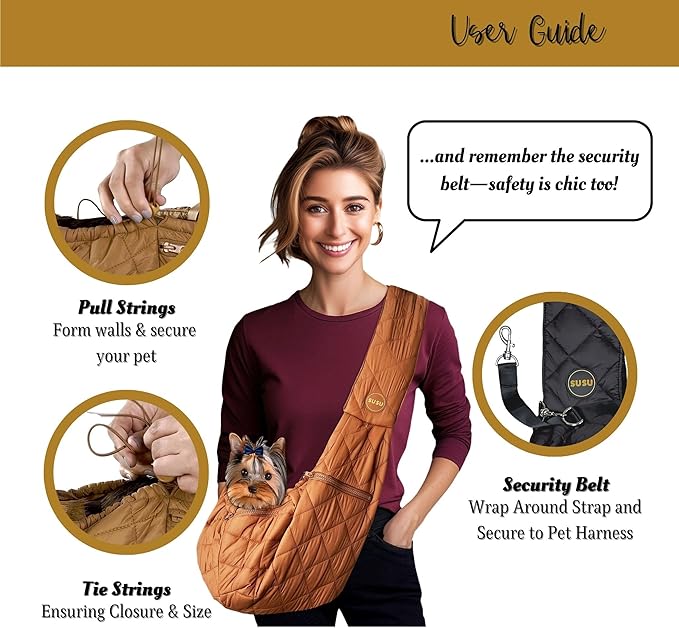 SUSU Cat Sling & Dog Slings for Small Dogs up to 9lbs | Ultra-Soft Parachute-Grade Fabric, Adjustable Strap and Closure | Dual Carry Options Puppy Carrier | Cat Carrier Pouch with Two Zipper Pockets