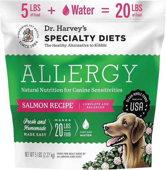 Dr. Harvey's Specialty Diet Allergy Salmon Recipe, Human Grade Dog Food for Dogs with Sensitivities and Allergies (5 Pounds)