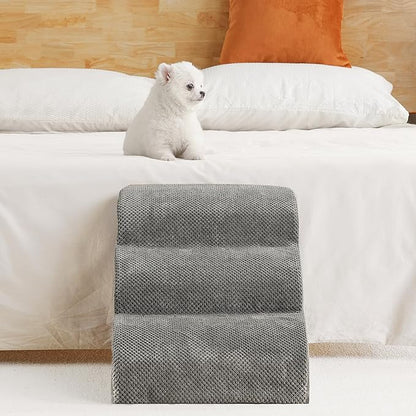 Romrol Dog Stairs Ramp for Beds Couches, Extra Wide Pet Steps with Durable Non-Slip Waterproof Fabric Cover, Dog Slope Stairs for Small Dogs and Cats or Pets Friendly, 3-Tiers
