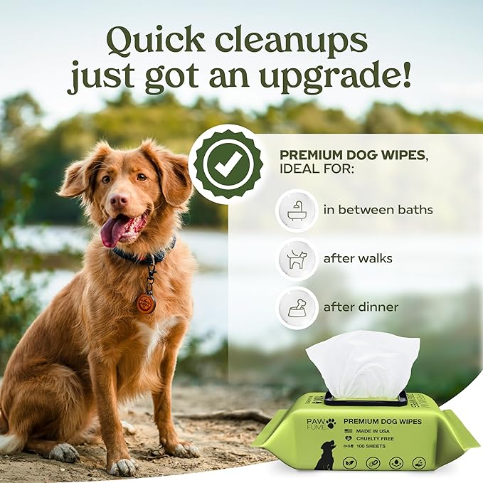 Pawfume Dog Wipes 2 x 100 Count, Pet Wipes  Hypoallergenic & Gentle Dog Wipes for Eyes, Face, Butt, and Paws  Cleaning & Deodorizing, Grooming Tear Stain Wipes for Puppy, Adult Dogs & Cats