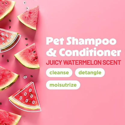 TropiClean 2-in-1 Dog Shampoo and Conditioner, Moisturizing Dog Detangler, Puppy Safe, Made in the USA, Watermelon Scent, Cat & Kitten Safe, 20oz.