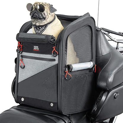 KEMIMOTO Motorcycle Dog Cat Carrier Bags Upgraded Pet Carriers Portable Load Capacity 20 lbs Folding Dog Carrier Backpack for Street Glide Road King with Passenger Seat Touring Trike Models Can Am
