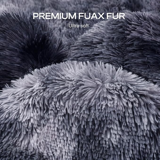 Luciphia Large Waterproof Dog Blanket Pet Washable Liquid Proof Furniture Protector Medium Shaggy Plush Calming Long Faux Fur Bed Cover for Couch Cat Blankets Kitten Doggy, Tie-dye Grey, 40" x 50"
