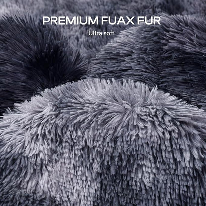 Luciphia Large Waterproof Dog Blanket Pet Washable Liquid Proof Furniture Protector Medium Shaggy Plush Calming Long Faux Fur Bed Cover for Couch Cat Blankets Kitten Doggy, Tie-dye Grey, 40" x 50"