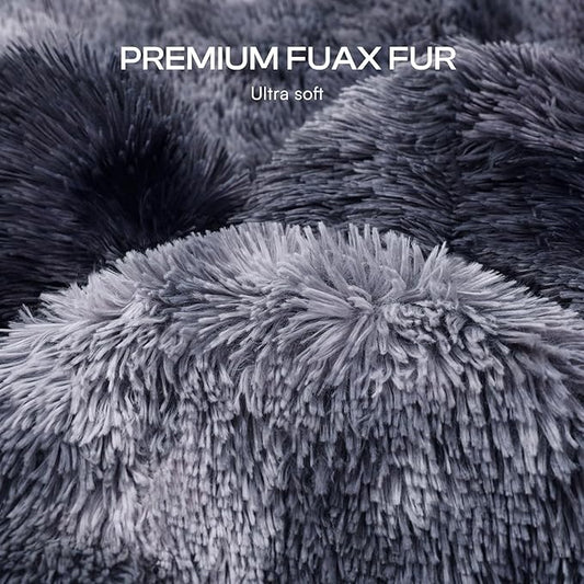 Luciphia Large Waterproof Dog Blanket Pet Washable Liquid Proof Furniture Protector Extra Large Calming Long Faux Fur Bed Cover for Couch Cat Blankets Reversible Protection, Tie-dye Grey, 60" x 80"