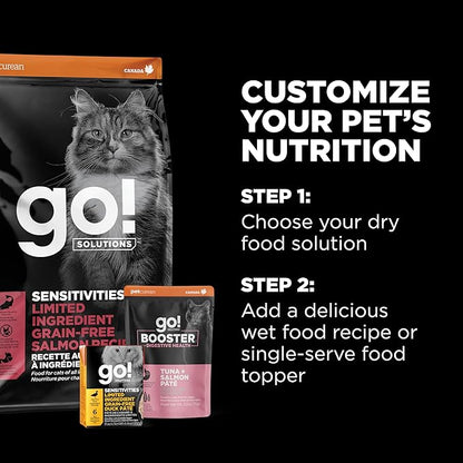 Go! Solutions Sensitivities Limited Ingredient, Grain-Free Dry Cat Food, Salmon Recipe for Sensitive Stomach, 6 lb Bag