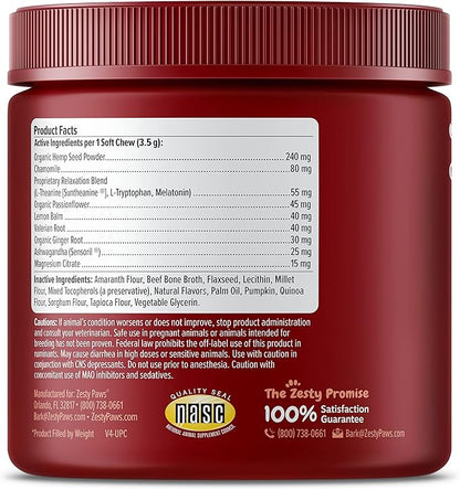 Zesty Paws Calming Chews for Dogs - for Everyday Stress, Relaxation, Composure, and Separation Bison 90 Count