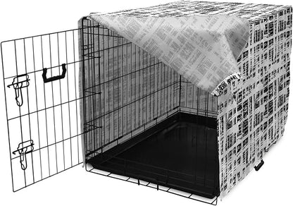 Ambesonne Black and White Dog Crate Cover, Watercolor Stained Pattern Tie Dye Digital Print Shibori Inspired Hippie, Easy to Use Pet Kennel Cover for Cats & Medium Dogs, 24 Inch, White Black