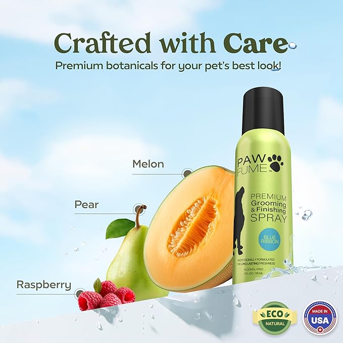 PAWFUME Dog Perfume Spray for Grooming, Blue Ribbon, 4-Pack – Keep Your Pup Fresh All Day – Probiotic, Alcohol-Free, Detangling & Moisturizing – Salon-Quality Dog Spray Deodorizer Perfume