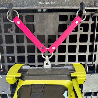 SparkDog Collars Dog Crate Fan Hanger, HotDawg Utility Strap, BioThane Ryobi P3320 Fan Hanger for Ruffland Dog Kennel, Bucket Holder Utility Strap - Made in The USA (Hot Pink)