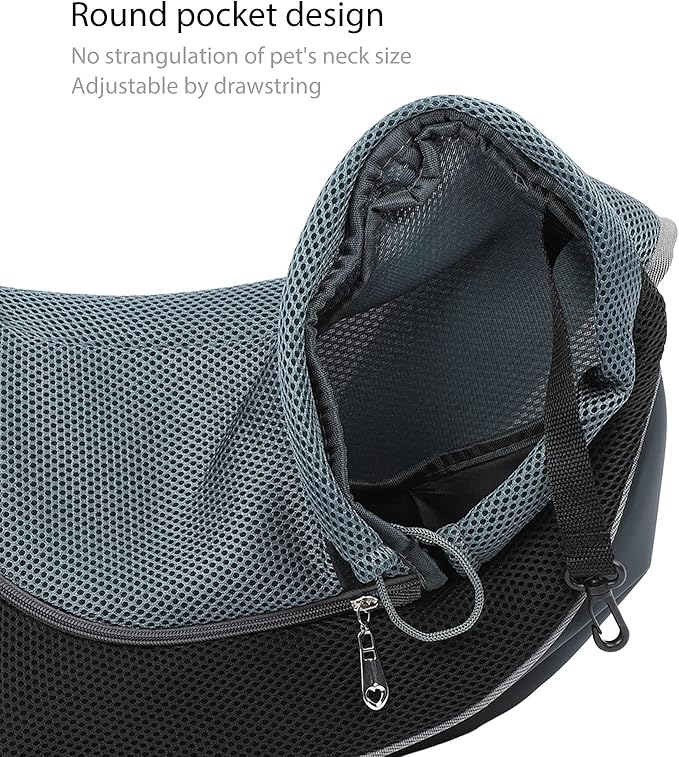 Dog and Cat Sling Carrier, Outing Breathable Shoulder Pet Dog Carrier, Travel Mesh Outdoor Safe Pet Papoose Bag, Soft Pouch and Tote Design Single Comfort Sling Handbag Tote Pouch for Travel (Black)