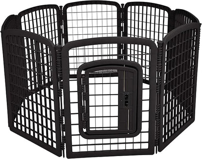 Amazon Basics 8-Panel Octagonal Plastic Pet Pen Fence Enclosure With Gate - 34 inches, Black