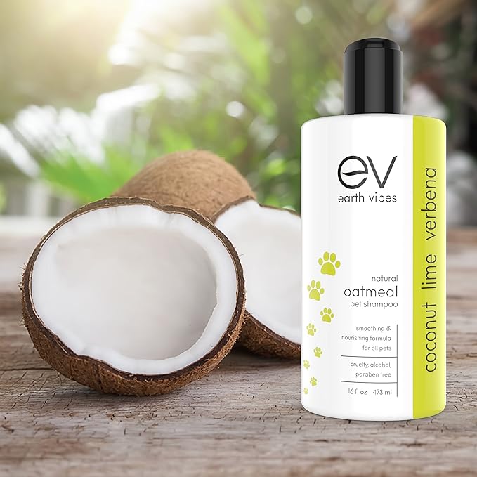 Earth Vibes Natural Oatmeal Dog & Cat Pet Shampoo & Conditioner, Dry Itchy Skin Relief for Dogs, Cats & Pets, Calming Aloe Vera, Made in USA, 16oz