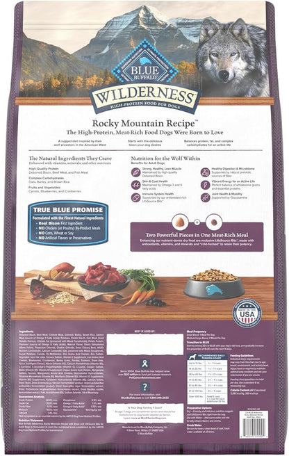 Blue Buffalo Wilderness Rocky Mountain Recipe High-Protein Adult Dry Dog Food, Made in The USA with Natural Ingredients Plus Wholesome Grains, Bison, 22-lb. Bag