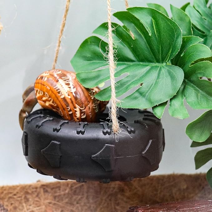 Hermit Crab Tire Swing Toy, Hermit Crab Climbing Toy, Reptile Tank Aquarium Decoration Accessory, Suitable for Small to Medium Sized Hermit Crabs Frog, 3.7 Inches in Diameter