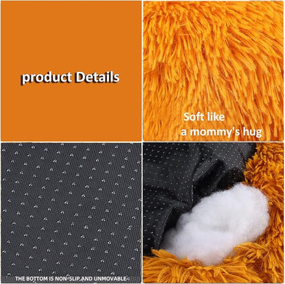 Small Dog Bed for Calming Dog 19 inches Orange Puppy Bed for Extra Small Dog Bed Washble Anti-Anxiety Puppy Bed Machine Washable Cozy Soft Pet Round Bed Fits up to 10-100 lbs