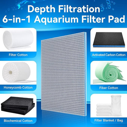 Aquarium Filter Media Sponge Pad, Multi-Layer Foam Filter Floss for Fish Tank Filters Accessories (47.24"x11.81"x0.6")