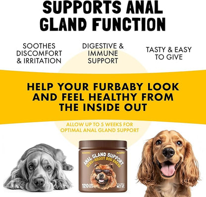 LEGITPET Anal Gland Relief Chews for Dogs Fiber & Digestive Support Supplement Soft Treats for Healthy Bowel & Gland Function Helps Reduce Scooting Promotes Dog Health & Comfort 120 pcs