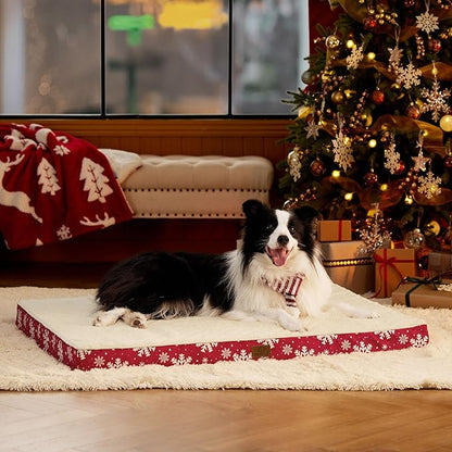 Bedsure Large Dog Bed for Large Dogs - Christmas Dog Bed, Orthopedic Waterproof Dog Beds with Removable Washable Cover