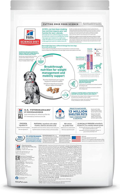 Hill's Science Diet Perfect Weight & Joint Support, Adult 1-6, Weight Management & Joint Support, Dry Dog Food, Chicken & Brown Rice, 25 lb Bag